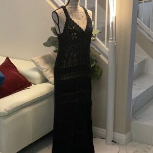 Vince Camuto long black crochet lace dress.  Size L